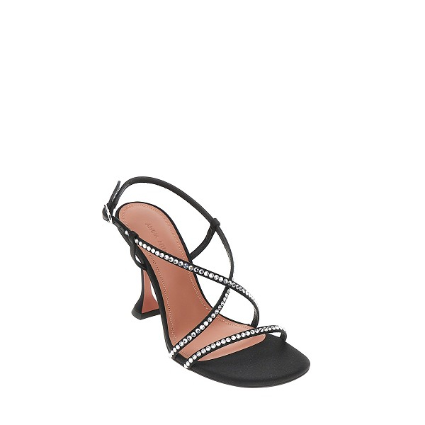 [Amina Muaddi] Sandals SS26 SALLYSANDAL95SATIN CRYSTALSBLACK-BLACK