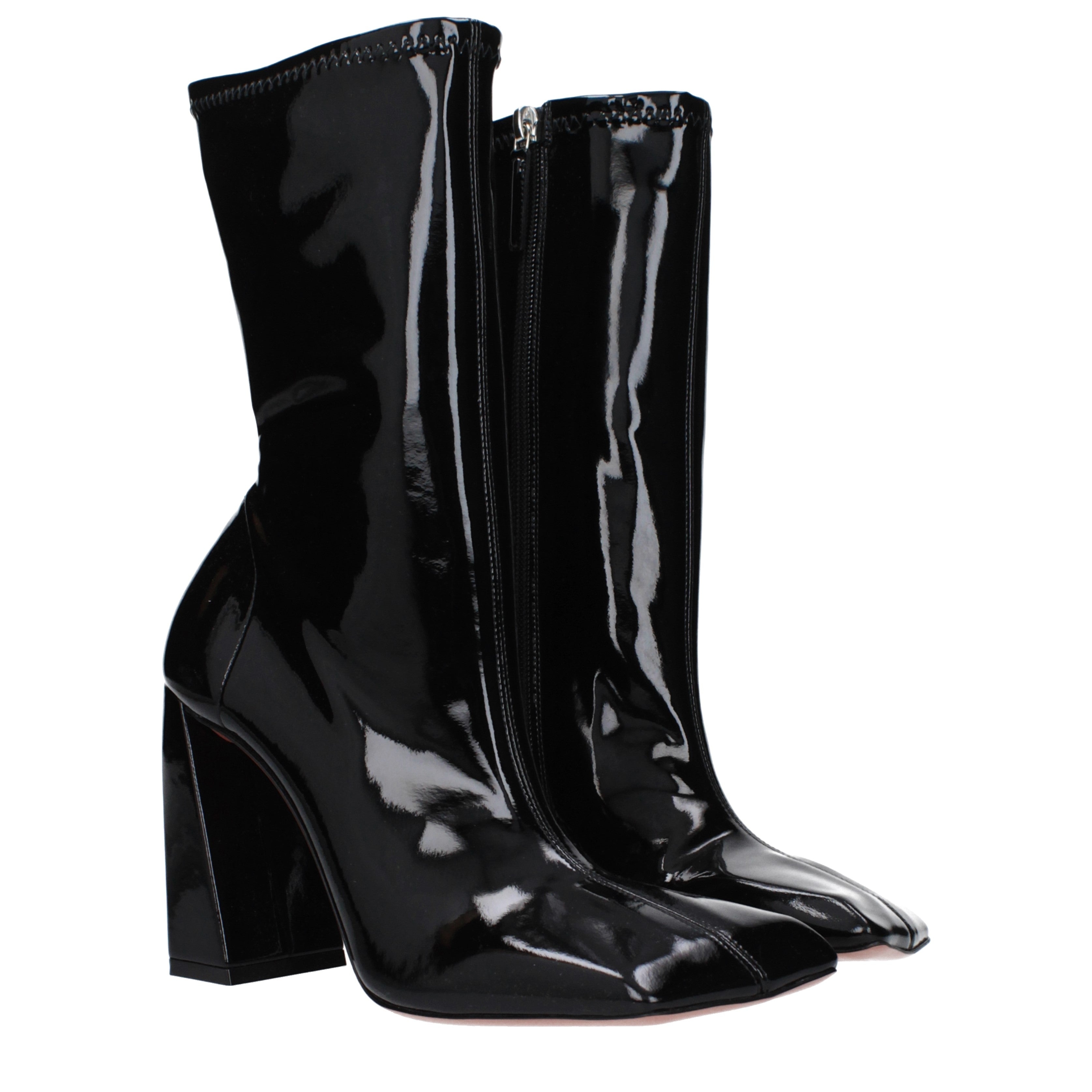 [Amina Muaddi] Ankle Boots SS25 MARINESTRECHBOOTIELATEXBLACK