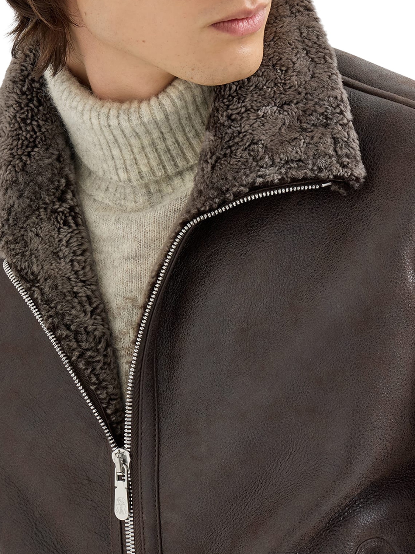 [Brunello Cucinelli] Mouton jacket FW26 MPMTR1737C9871 MORO
