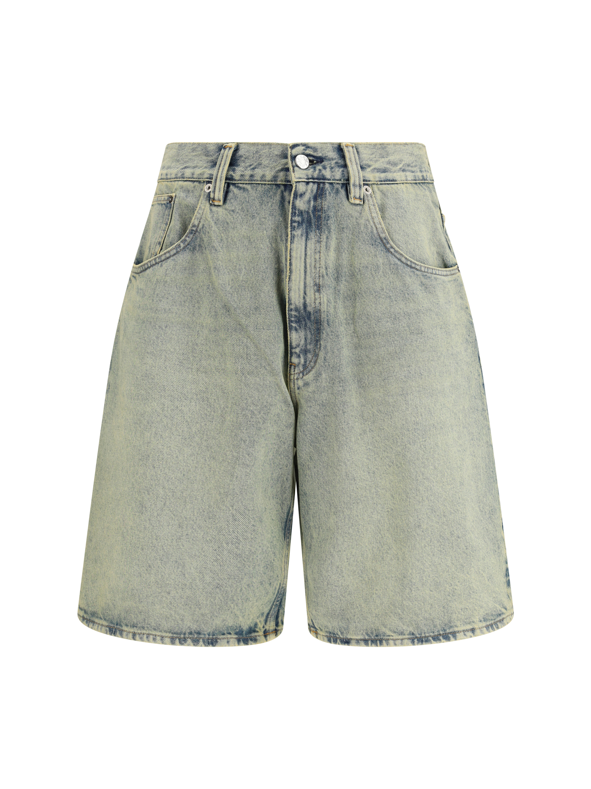 Super Wide Denim Bermuda Shorts