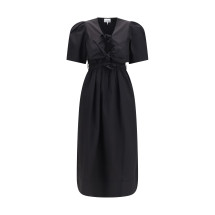 Midi Dress with bows and puff shoulders
