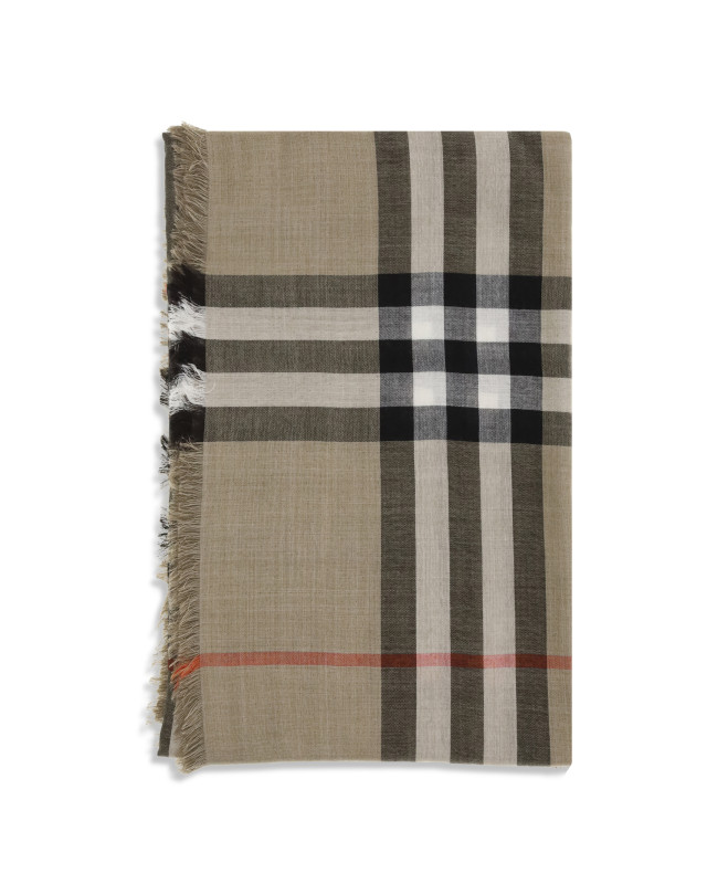 Check reversible wool and silk Scarf