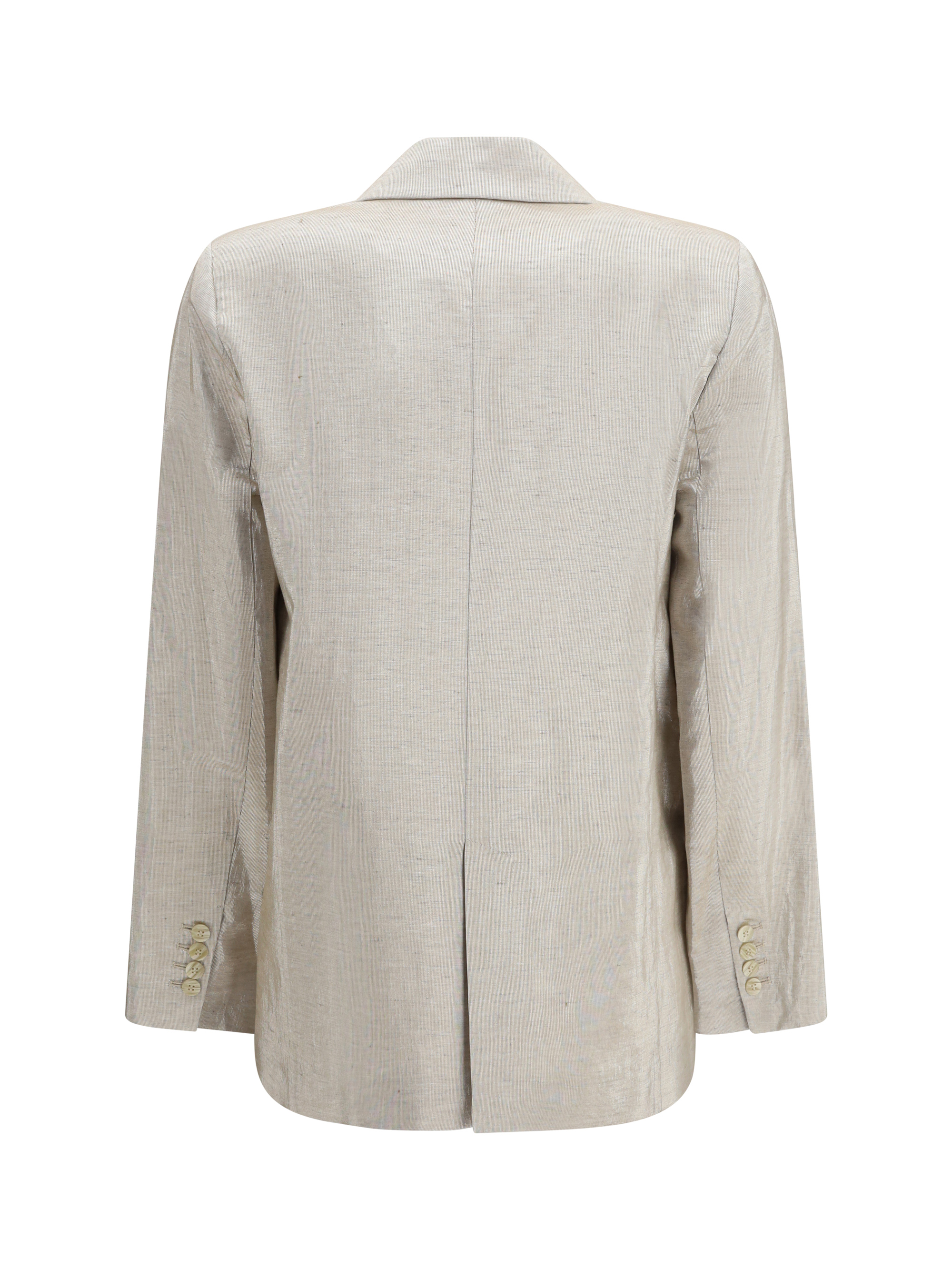 Double-Breasted Jacket in linen and lurex with jewel buttons