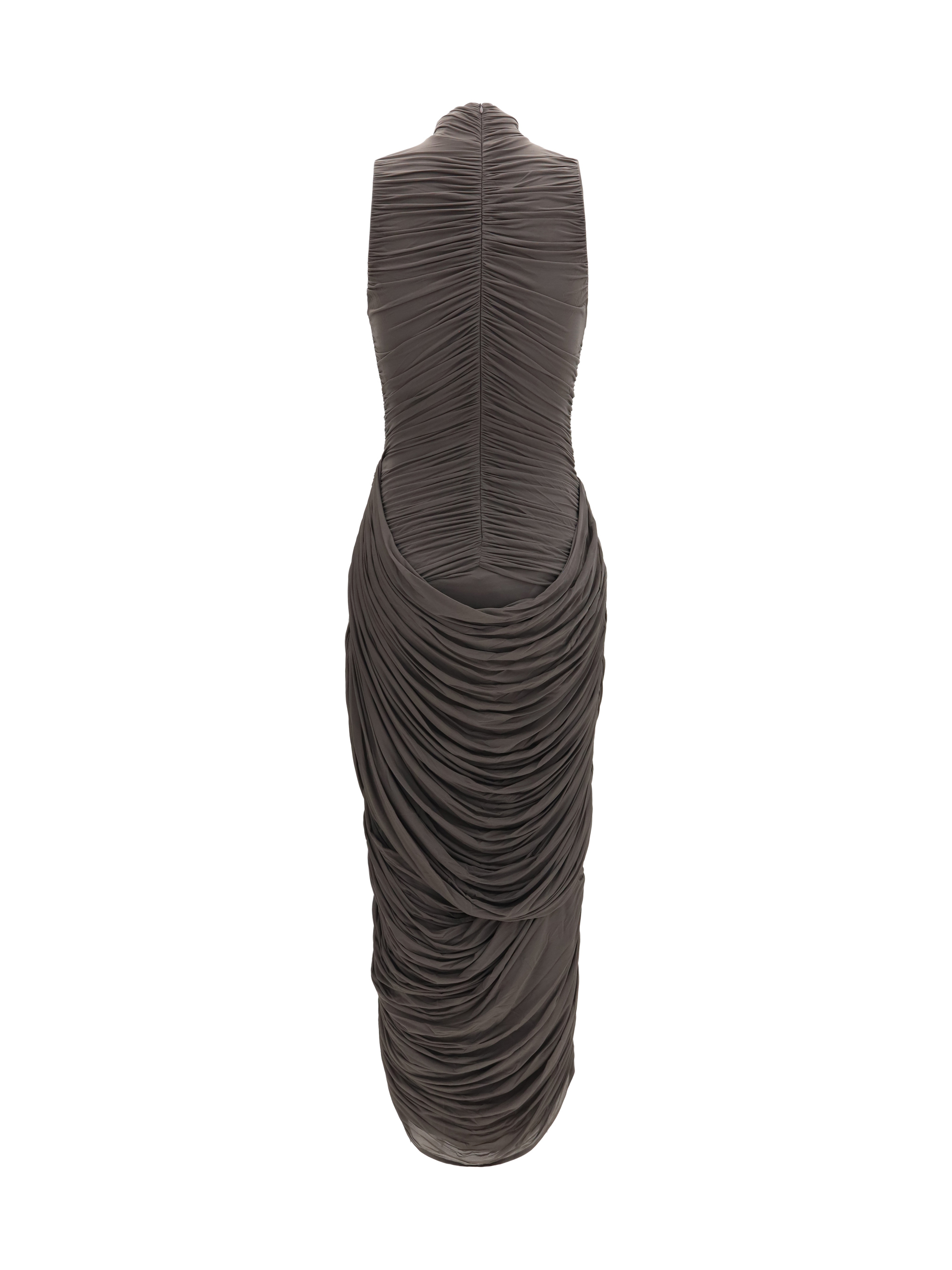 Draped high-neck midi Dress