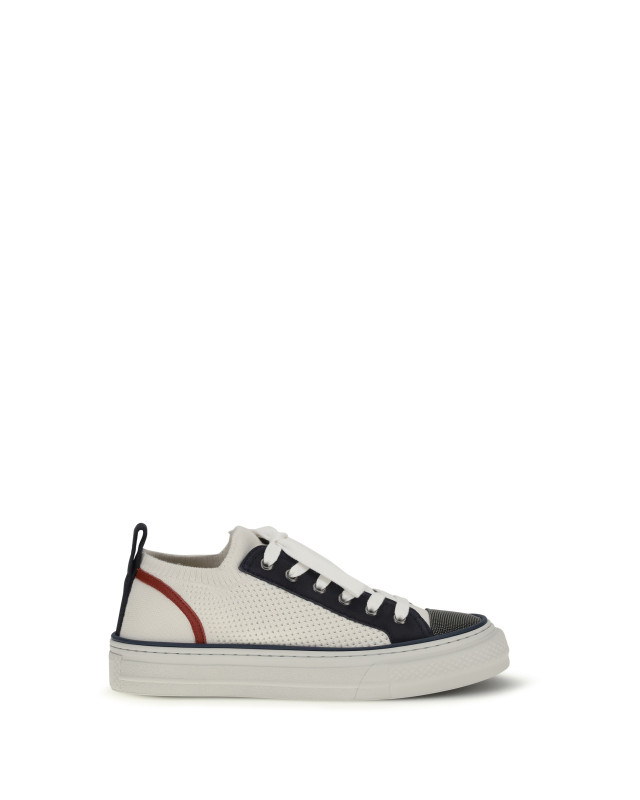Cotton knit and suede Sneakers with Precious Toe