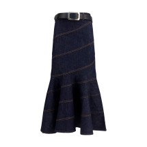Denim midi Skirt with belt