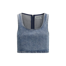 Rhinestone denim crop Top