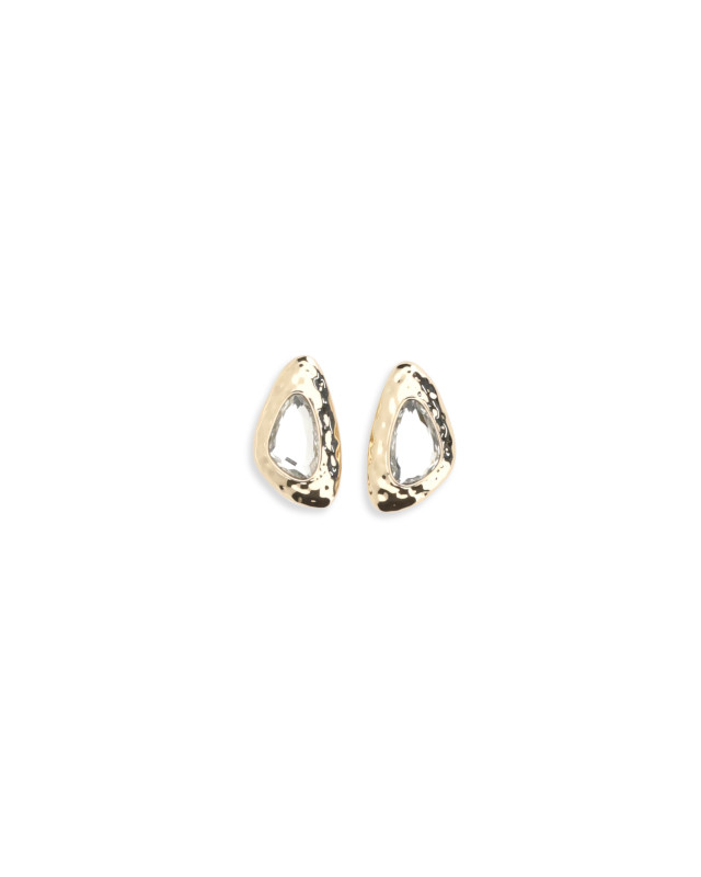 Golden Hammered Crystal Earrings