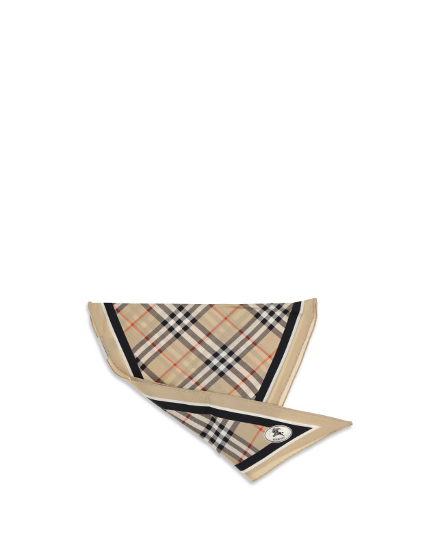 Check silk Scarf with Knight Stamp