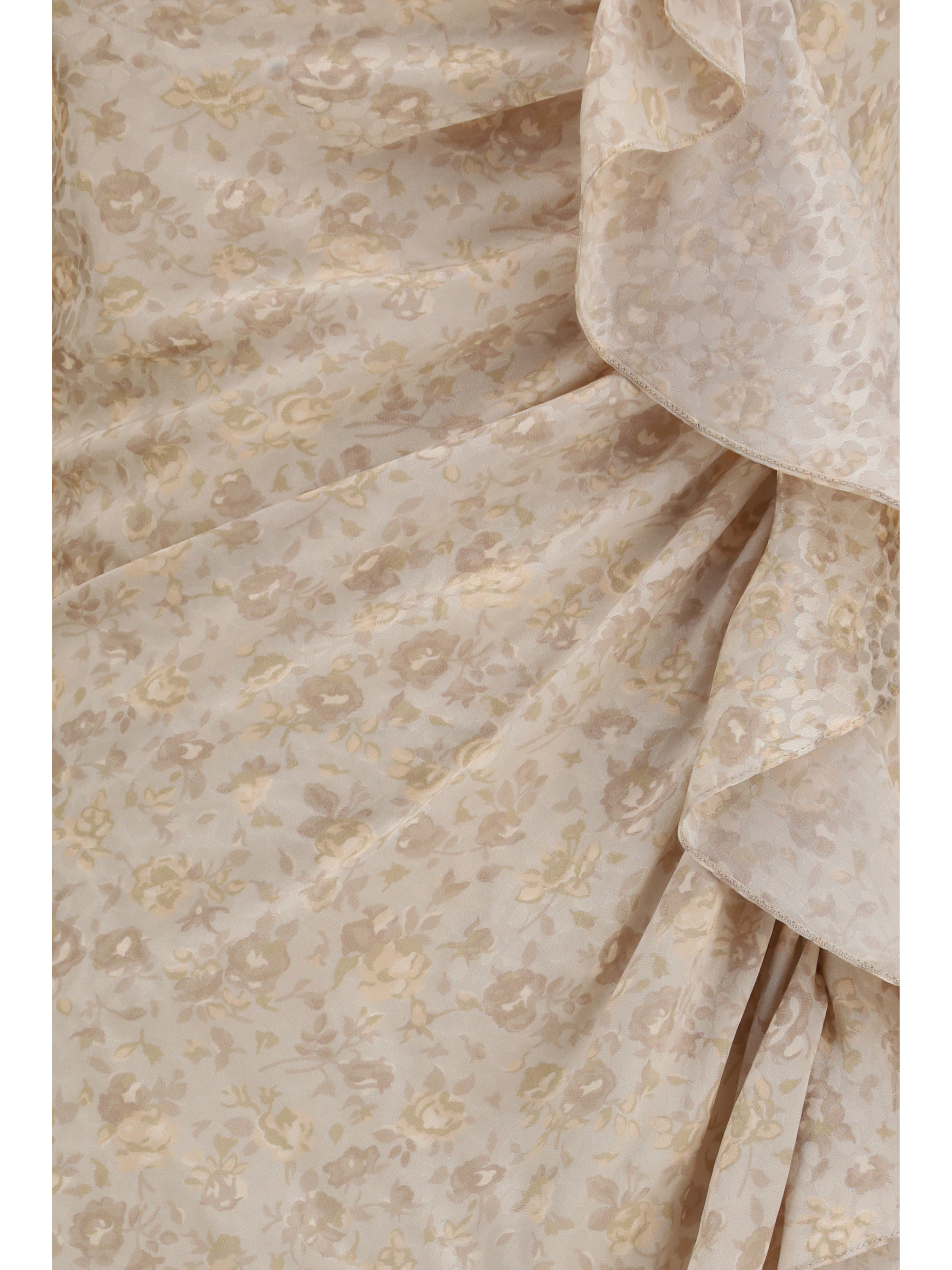 Jacquard draped Dress with flounces