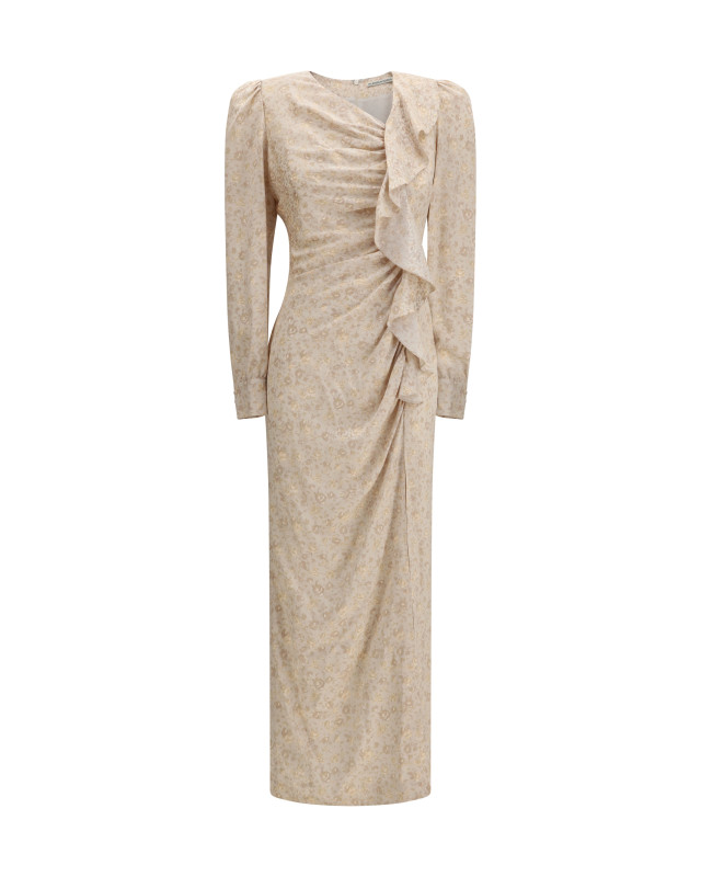 Jacquard draped Dress with flounces