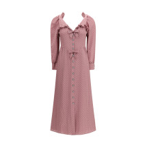 Polka Dot Midi Dress with Ruffles