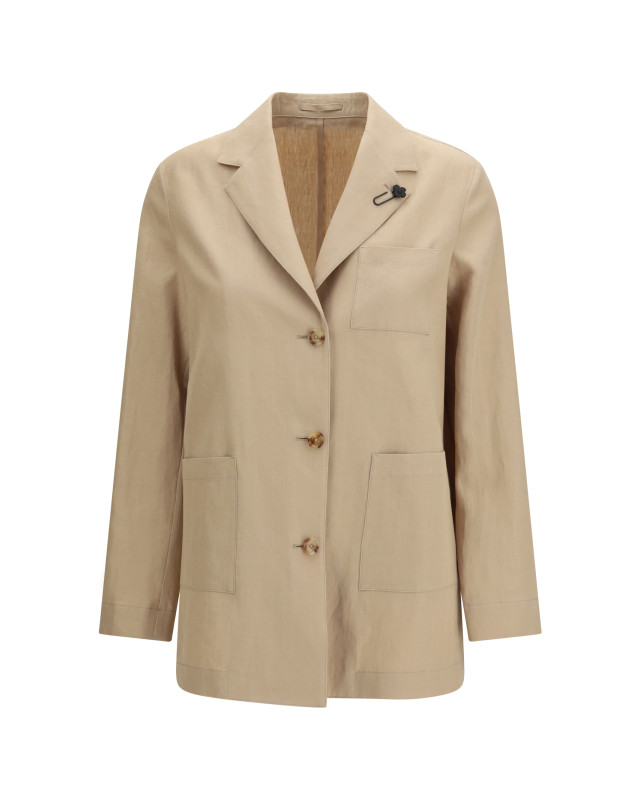 Single-breasted wool and cotton Jacket