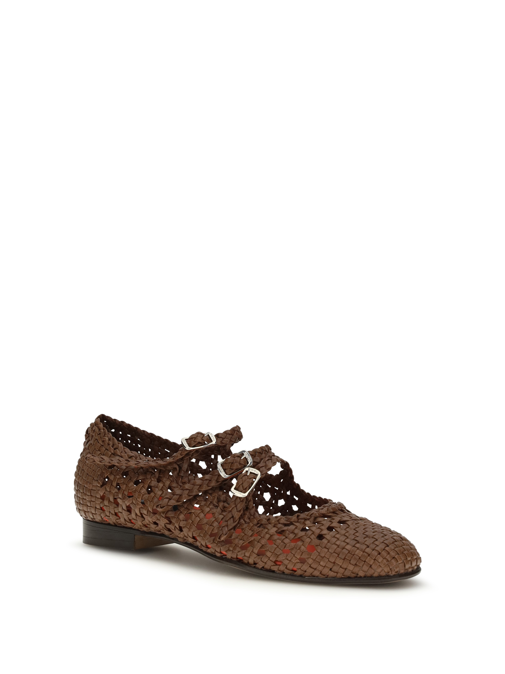 Woven leathe Mary Jane Ballerinas