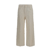 Square-leg dyed furry Pants with monili