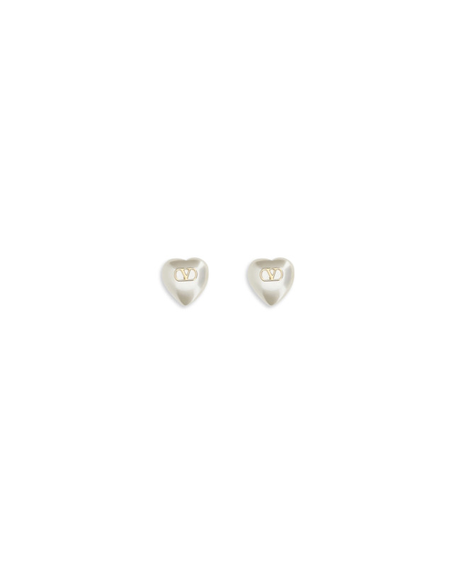 VLogo Signature Earrings in metal and pearls