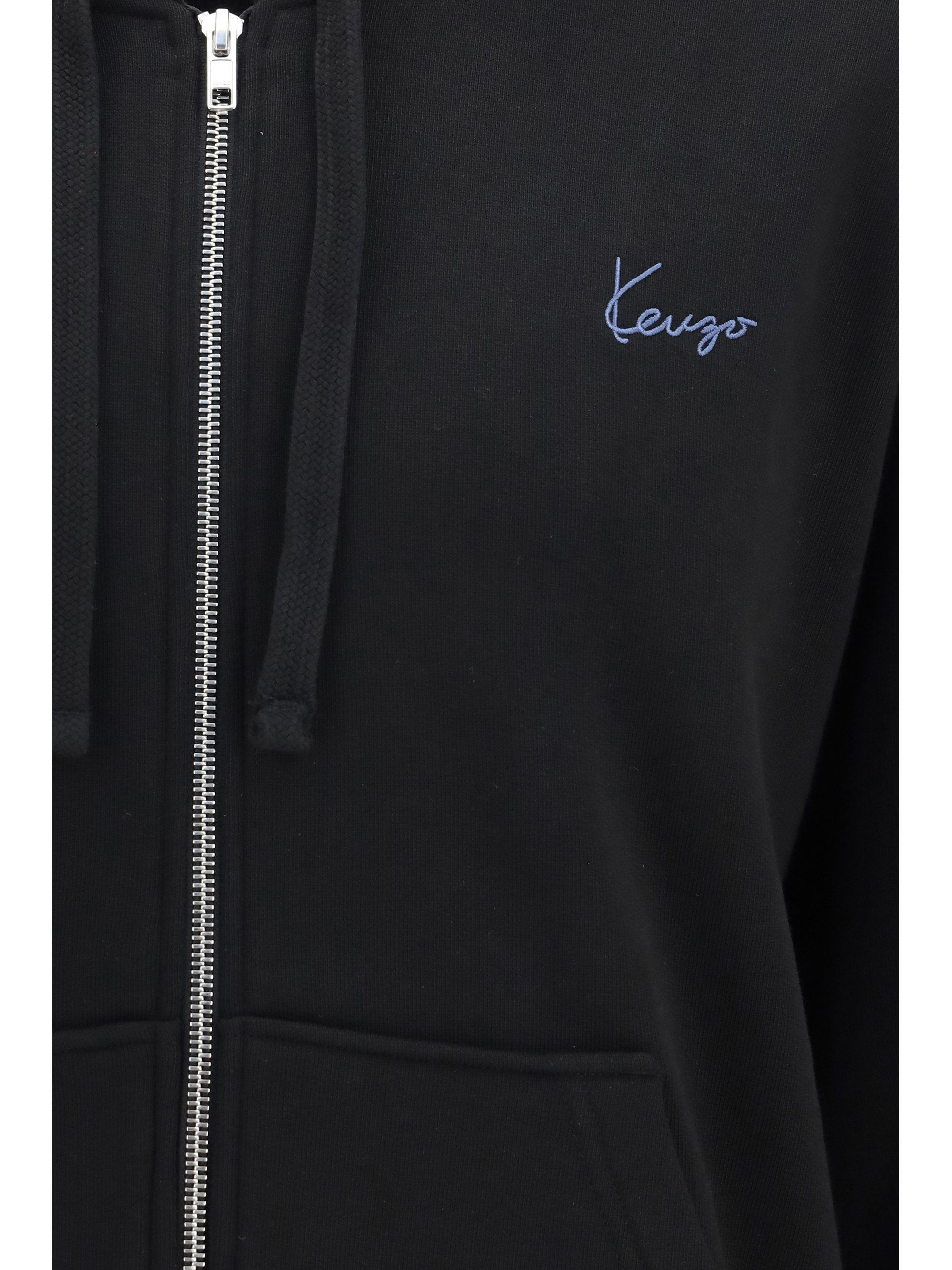 Kenzio Signature Embroidered Cotton Zip Hoodie