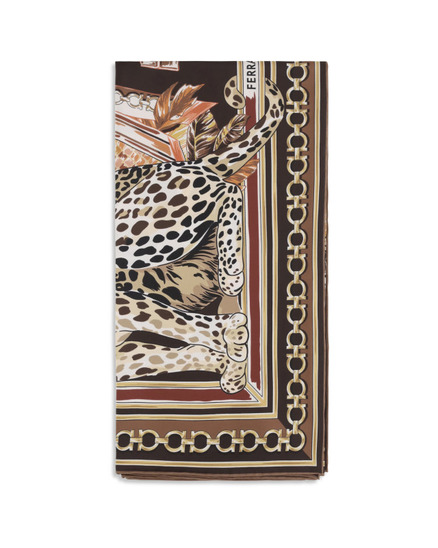 Leopard-print silk Scarf