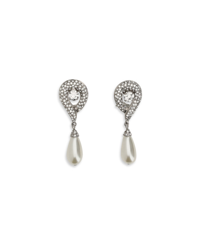 Crystal Earrings with pearl pendants