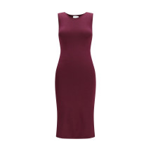 Sleeveless slim-fit long silk Dress