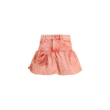 Mini Bubble Skirt in denim with appliqué roses