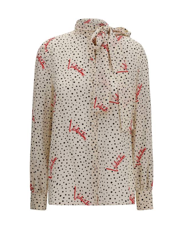 Crepe de chine bow-neck Shirt