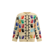 Cardigan with Le Chat de la Maison jacquard motif