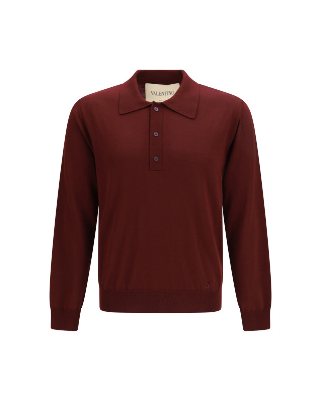 Wool Polo with VLogo embroidery