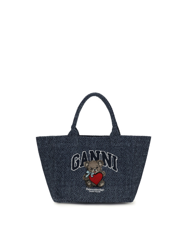 Medium denim Tote Bag with bear