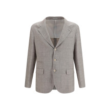 Deconstructed linen and wool chevron Jacket