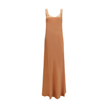satin maxi Dress with lace trims