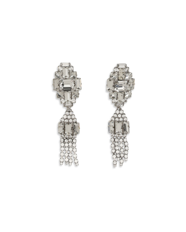 Silver-colored crystal drop Earrings
