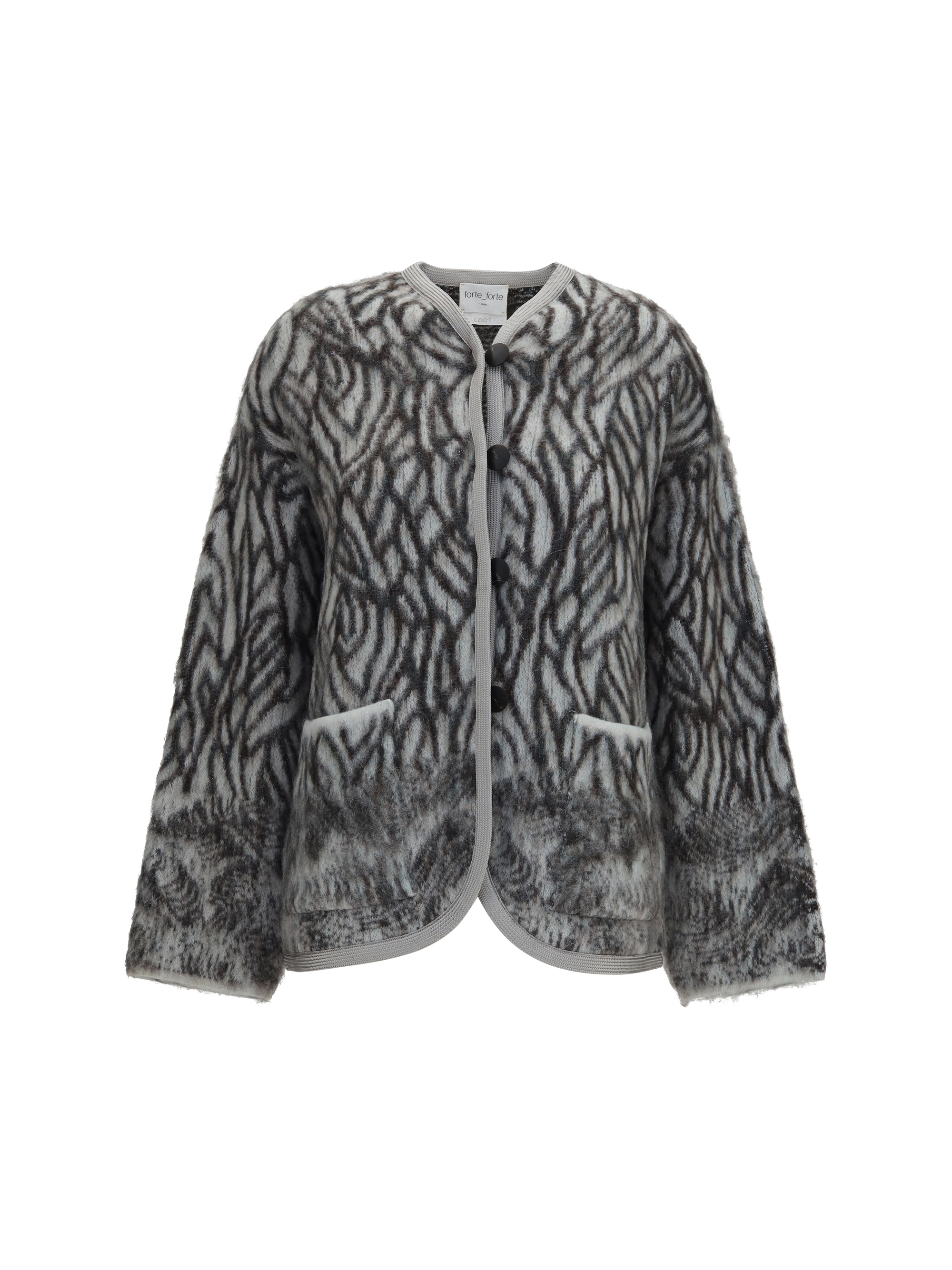Heron Feather motif brushed Cardigan