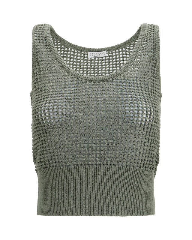 Perforated sequin Tank Top