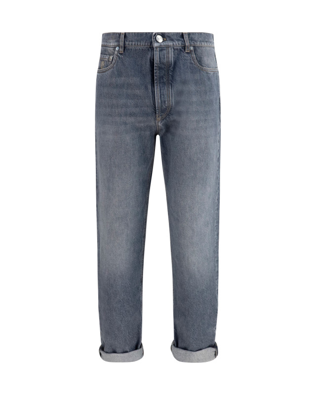 Straight-leg turn-up Jeans