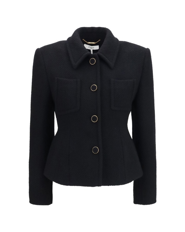 Cropped single-breasted Blazer with fabric buttons