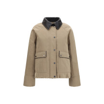 Padded down Jacket with leather collar