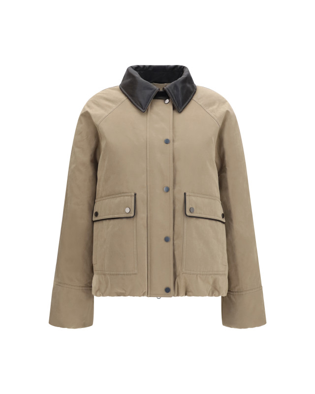 Padded down Jacket with leather collar