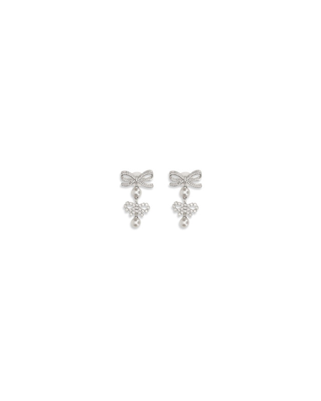 Double Bow Pearl Earrings