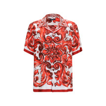 Maiolica print Hawaii Shirt in silk twill