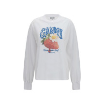 Strawberry long-sleeve cotton T-shirt