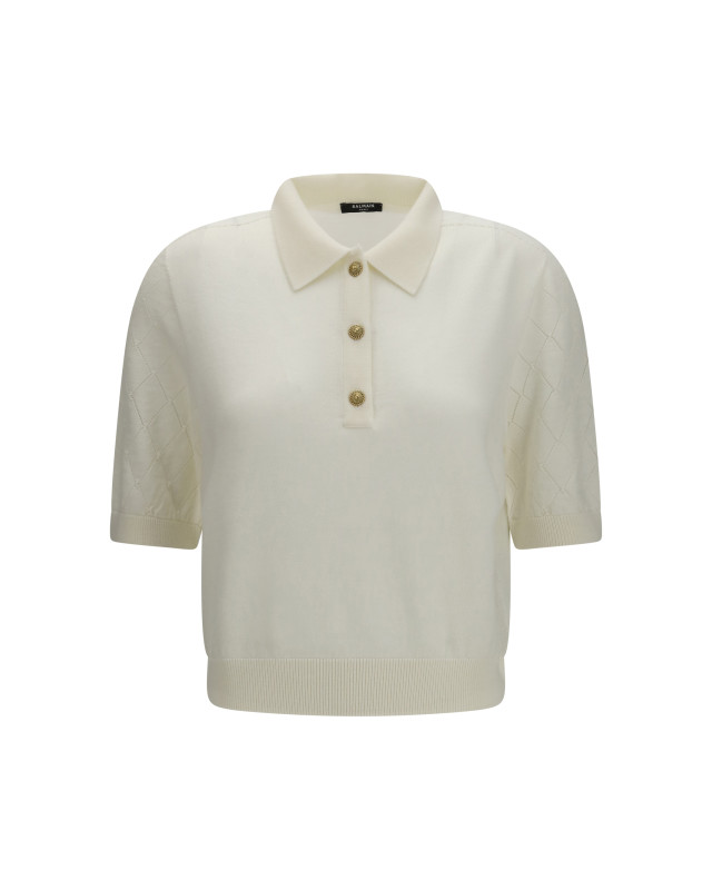 Wool Polo with vintage buttons