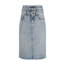 Midi denim Skirt with triple layer