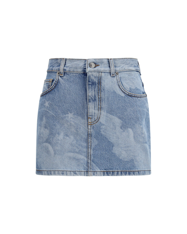 Angel-print denim mini Skirt