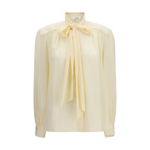 Bow Blouse with embroidered shoulders