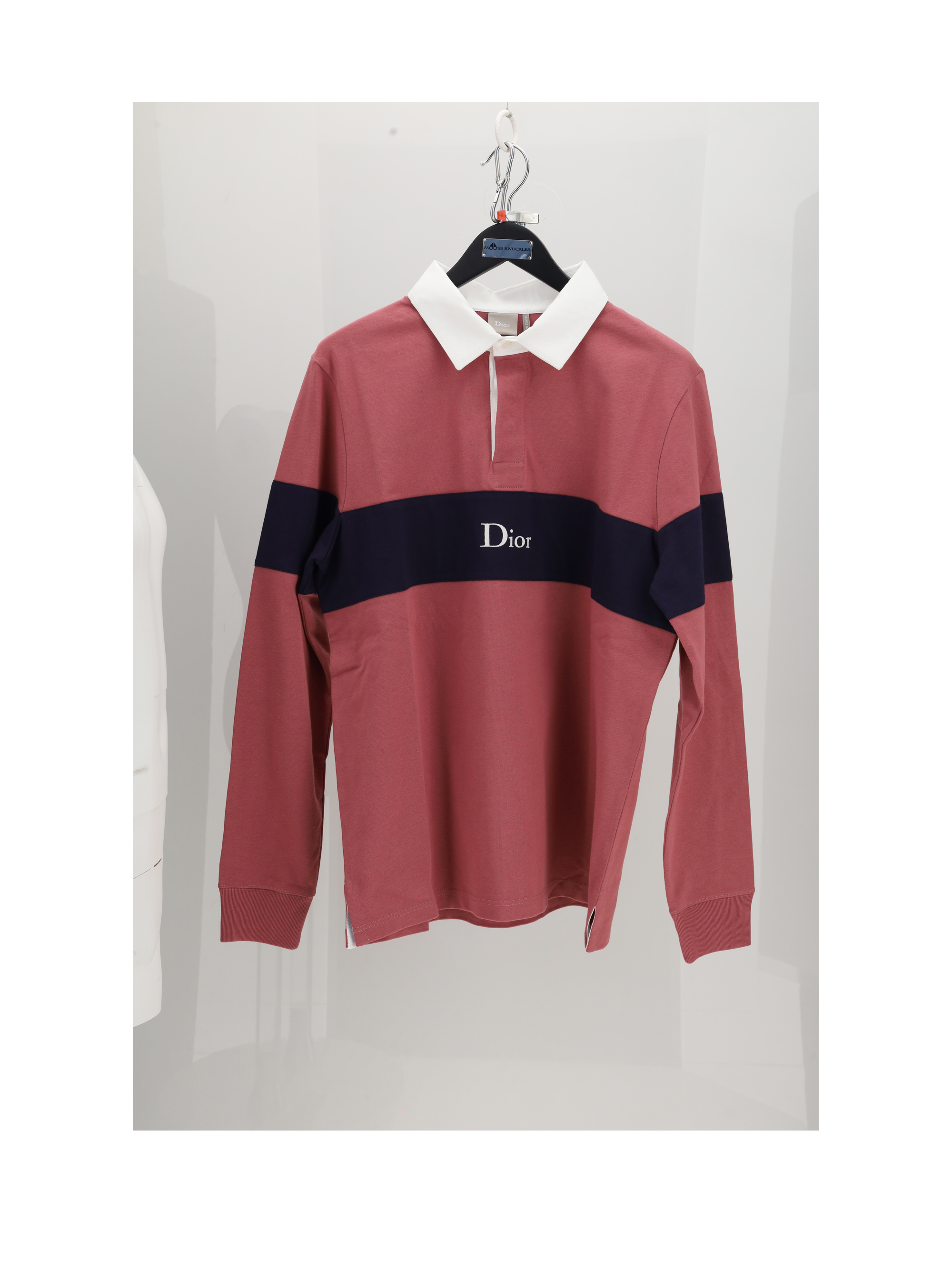 POLO JERSEY ROSA CON STRIPE BLU