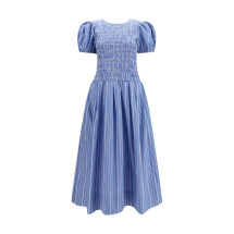 Striped cotton Dress with puff sleeves