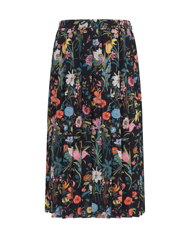 Flora printed silk midi Skirt