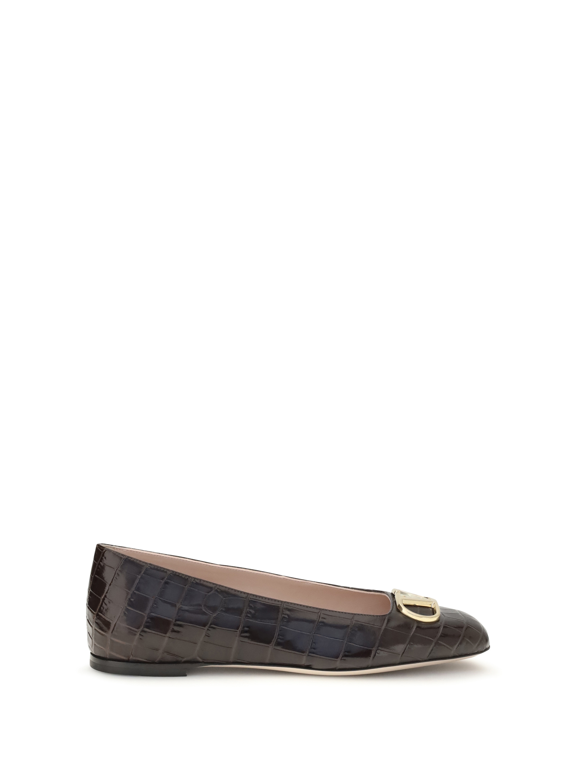 VLogo Signature croc-effect Ballerinas