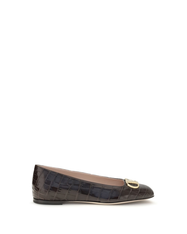 VLogo Signature croc-effect Ballerinas